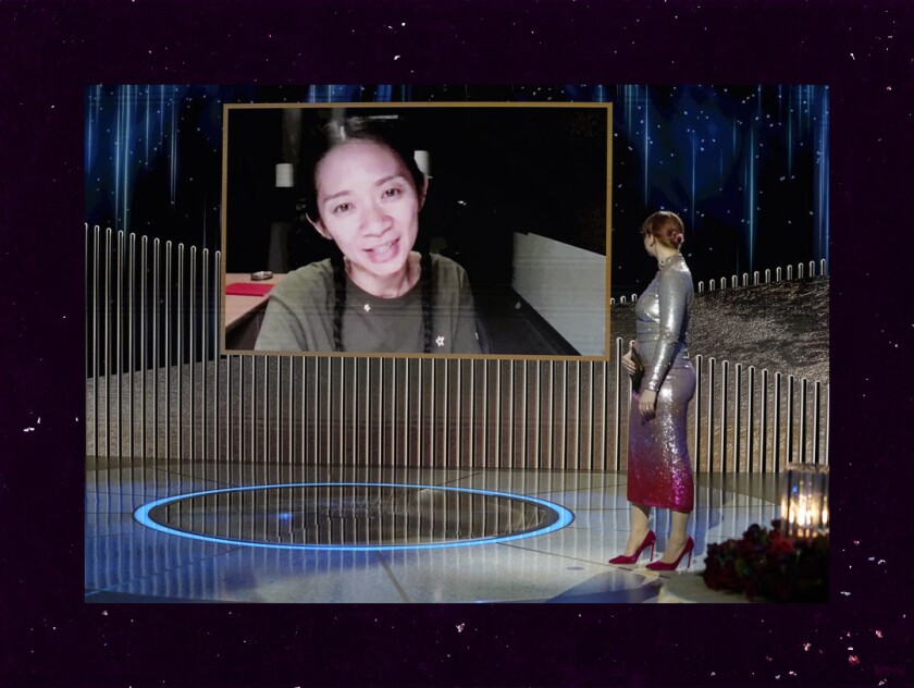 Chloe Chow przyjmuje nagrodę Motion Picture Director Award "beduin" Poprzez wideo na 78. rozdaniu Złotych Globów.