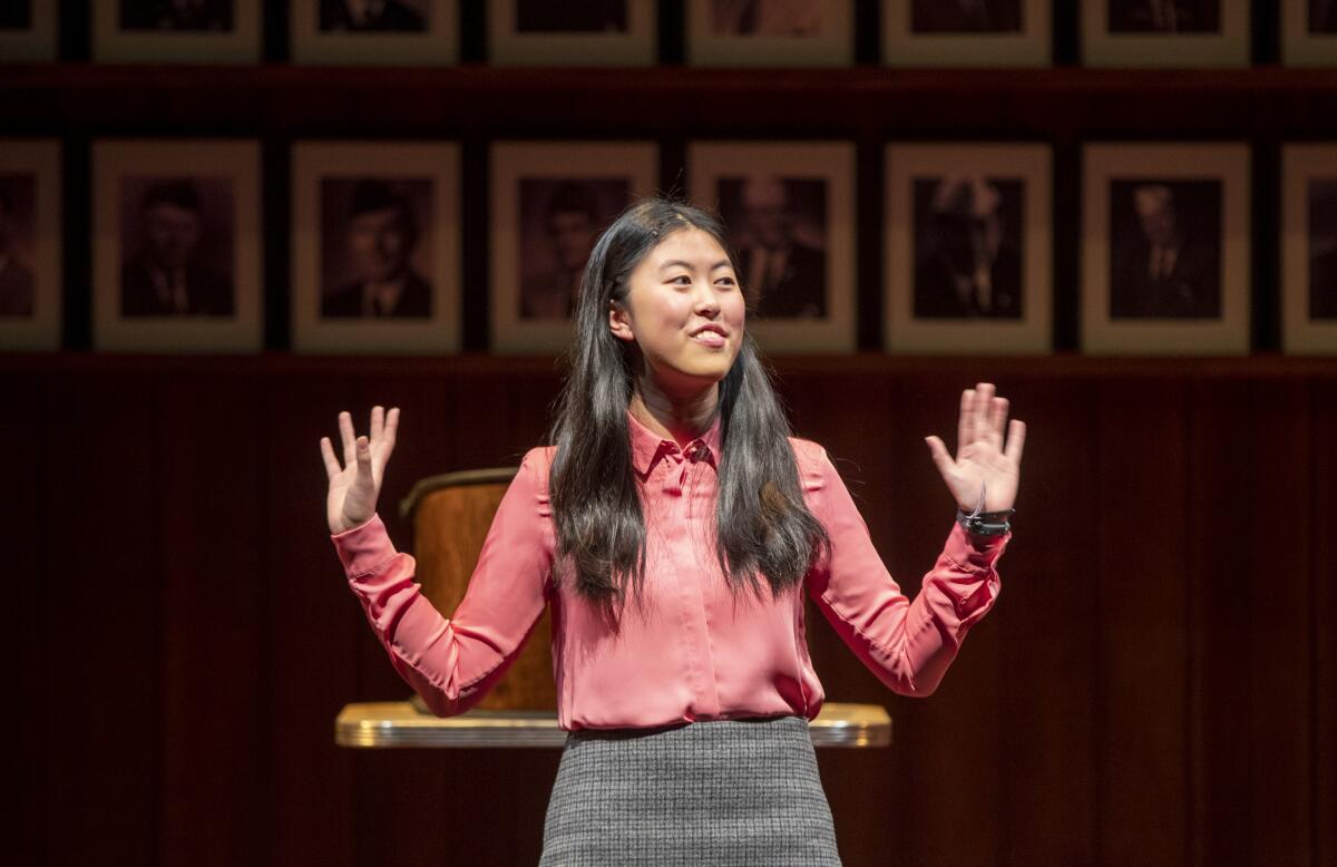 Jocelyn Shek rehearses “What the Constitution Means to Me” at the Mark Taper Forum.