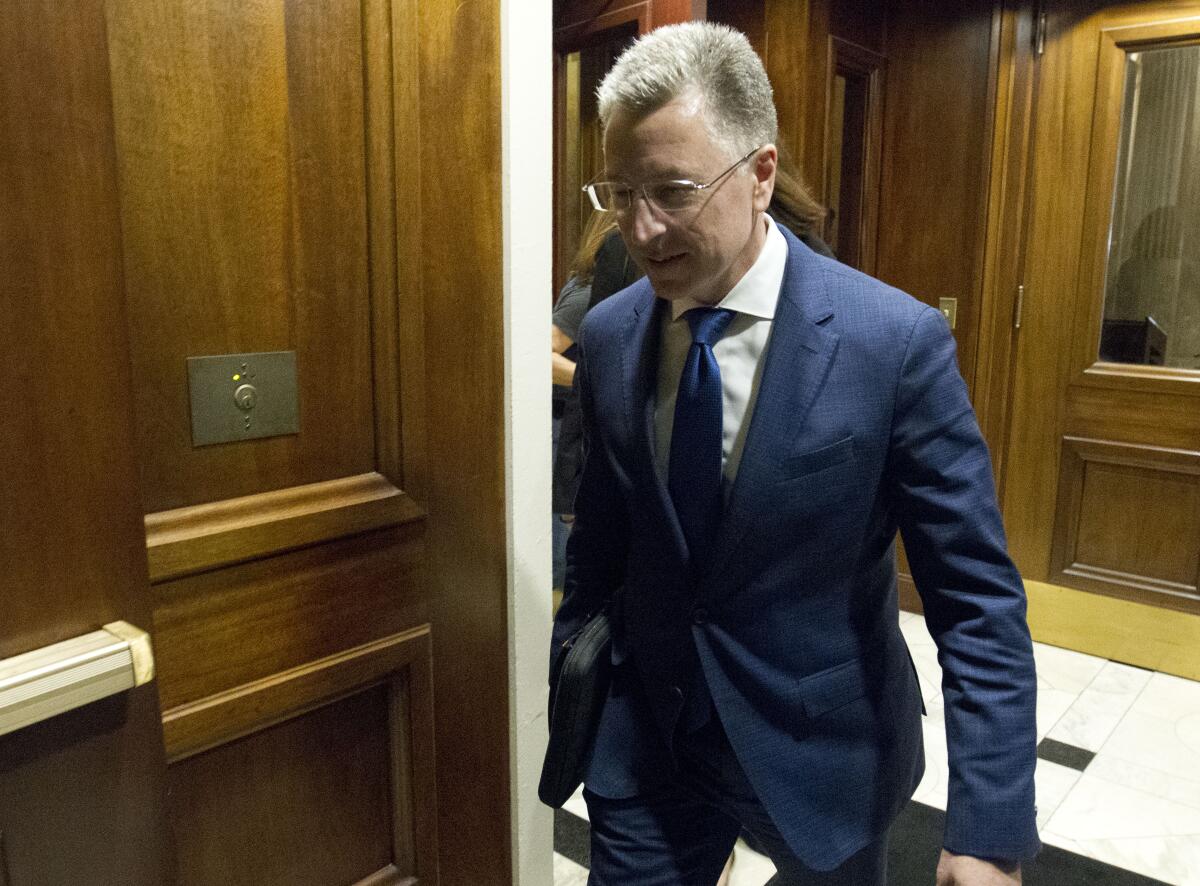 Kurt Volker, a former special envoy to Ukraine, leaves after a closed-door interview last week with House investigators as House Democrats proceed with the Trump impeachment investigation.