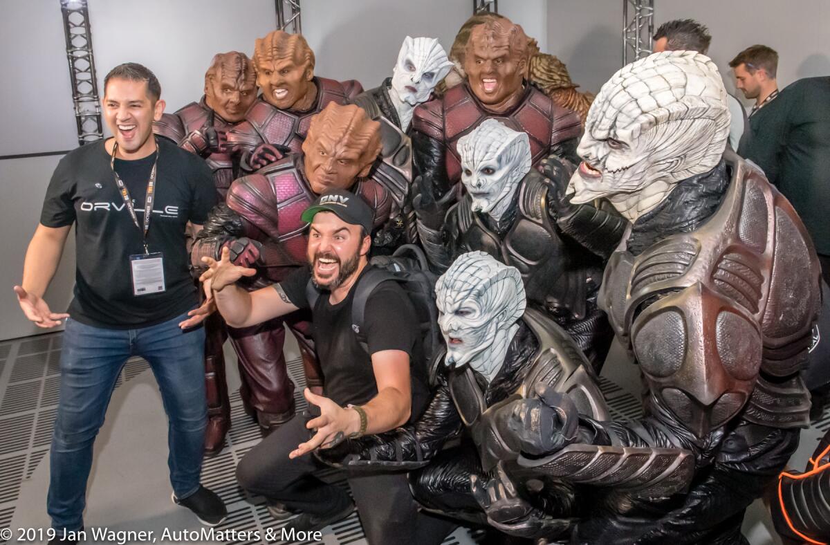 Lex Cassar reacts in a big way to being surrounded by aliens at The Orville Experience.
