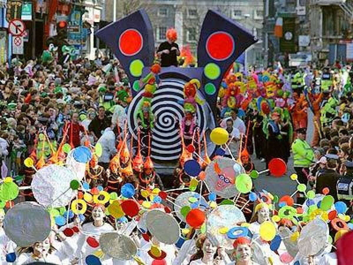 Celebrants take part in the St. Patrick's Day parade in Dublin, Ireland, in 2005.