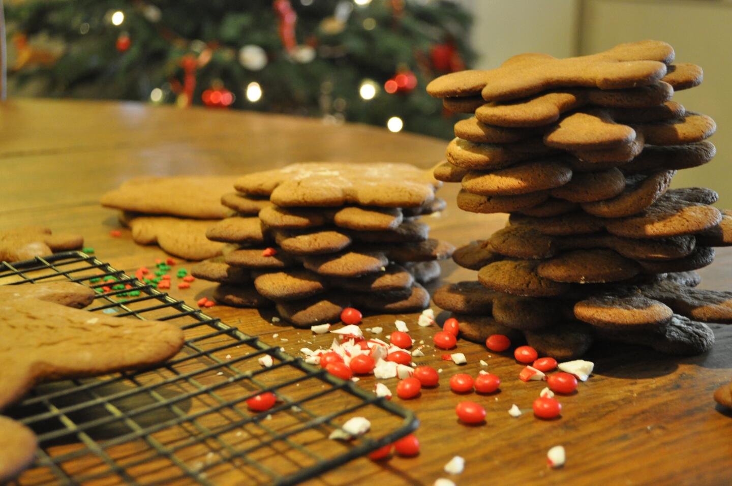 Gingerbread cookies waiting for decoration.