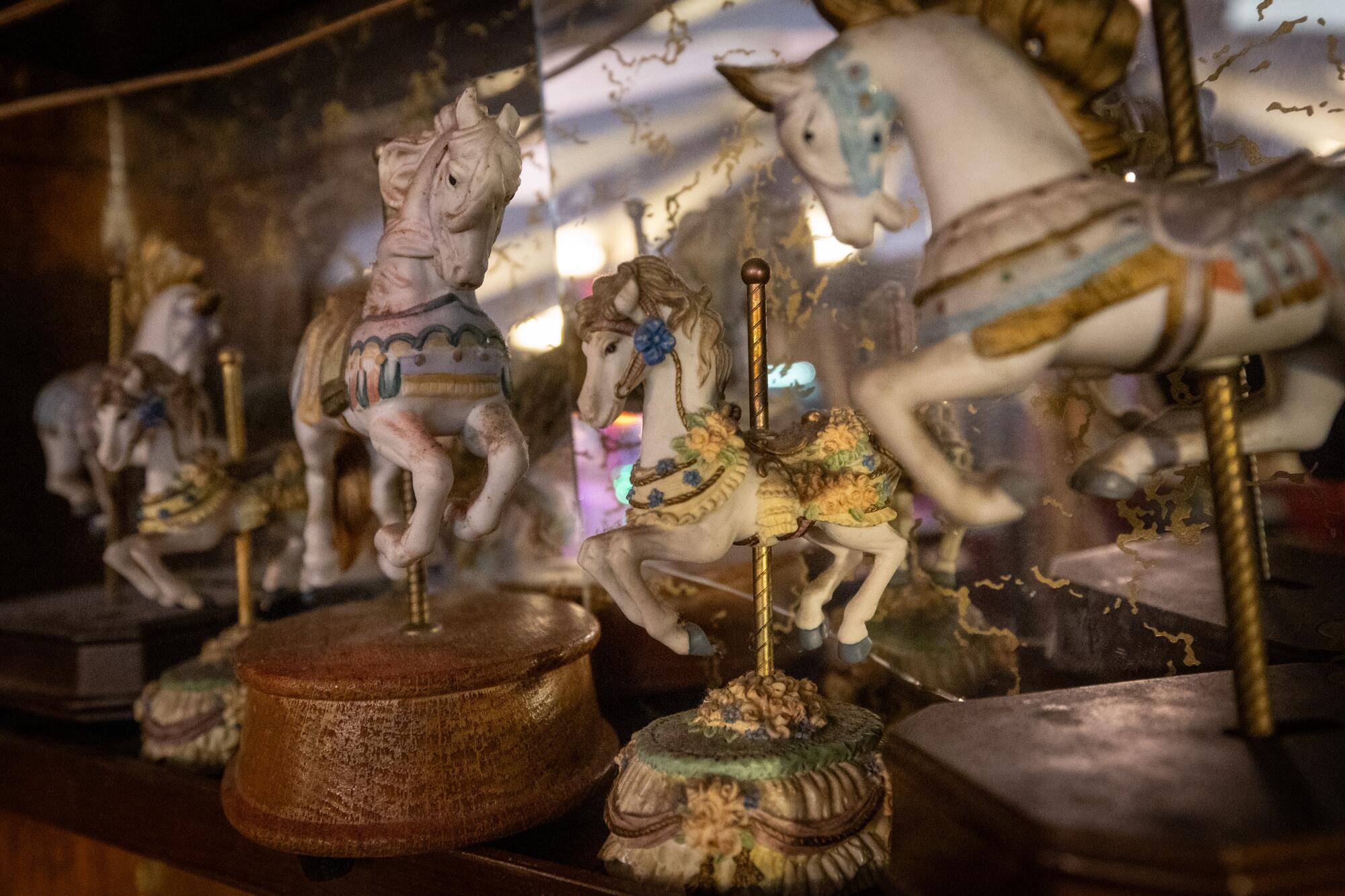 Carousel horsepower figures at the Merry Go Round restaurant.