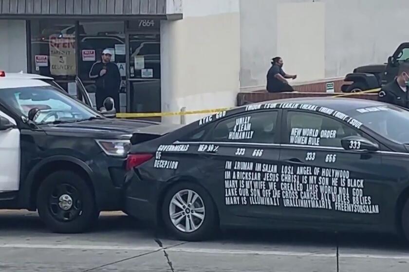 A man was shot and killed by Los Angeles police after he backed into a police vehicle, got out of his car with his hand behind his back and counted, authorities said.