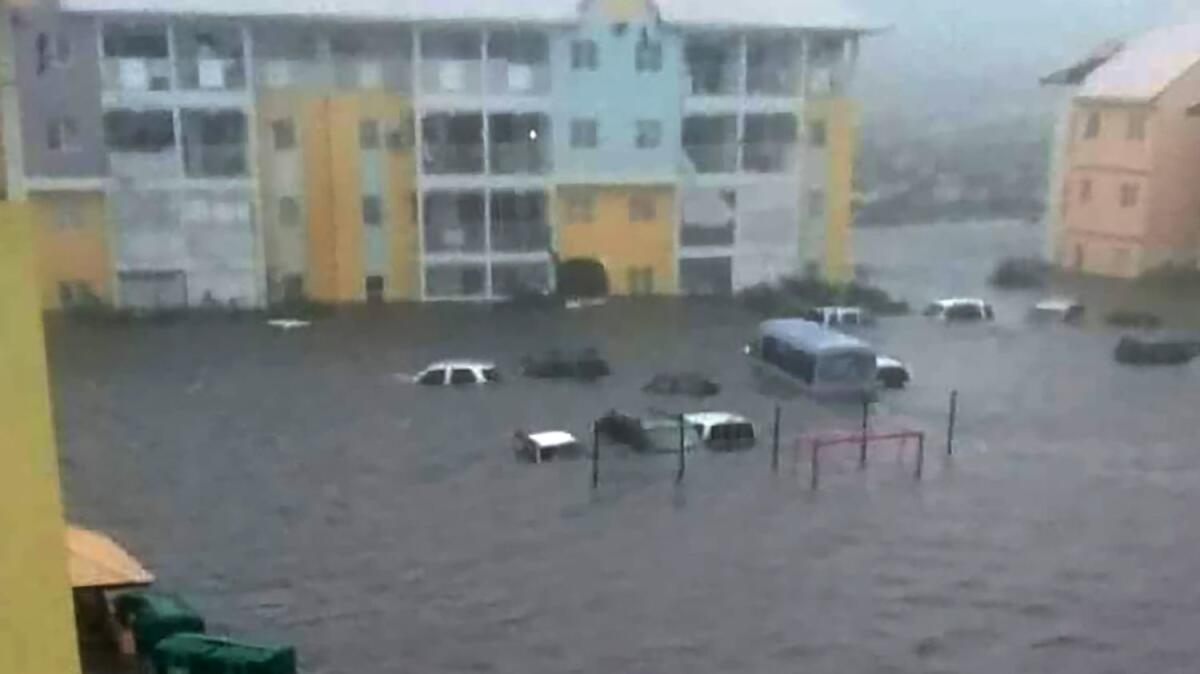 This photo, taken from the Twitter account of RCI.fm, shows a flooded street on St. Martin. (AFP/Getty Images)
