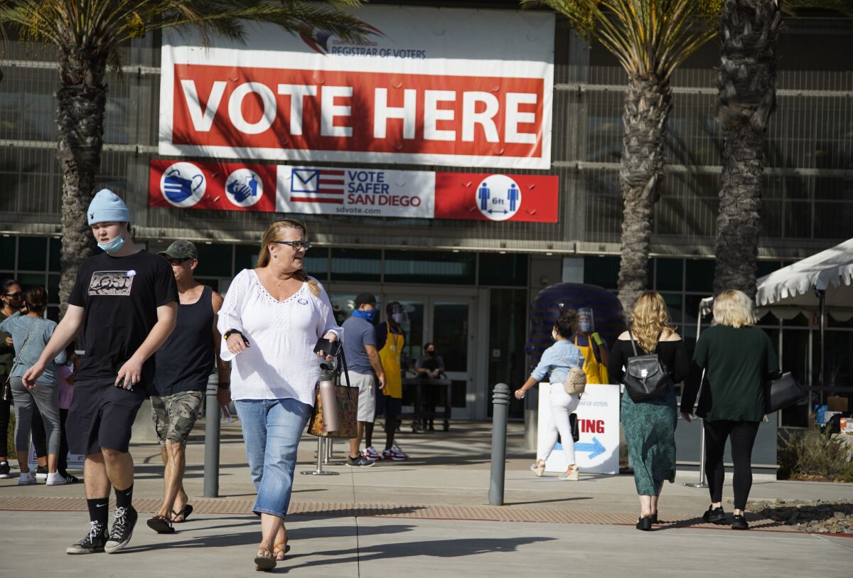 Election Day voting taking place at San Diego Registrar of Voters on Tuesday, Nov. 3, 2020 in San Diego, California. 