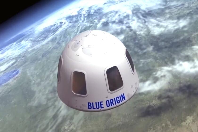 FILE - This undated file illustration provided by Blue Origin shows the capsule that the company aims to take tourists into space. The price to rocket into space next month with Jeff Bezos and his brother is a cool $28 million. That was the winning bid during the live online auction on Saturday, June 12, 2021. (Blue Origin via AP, File)