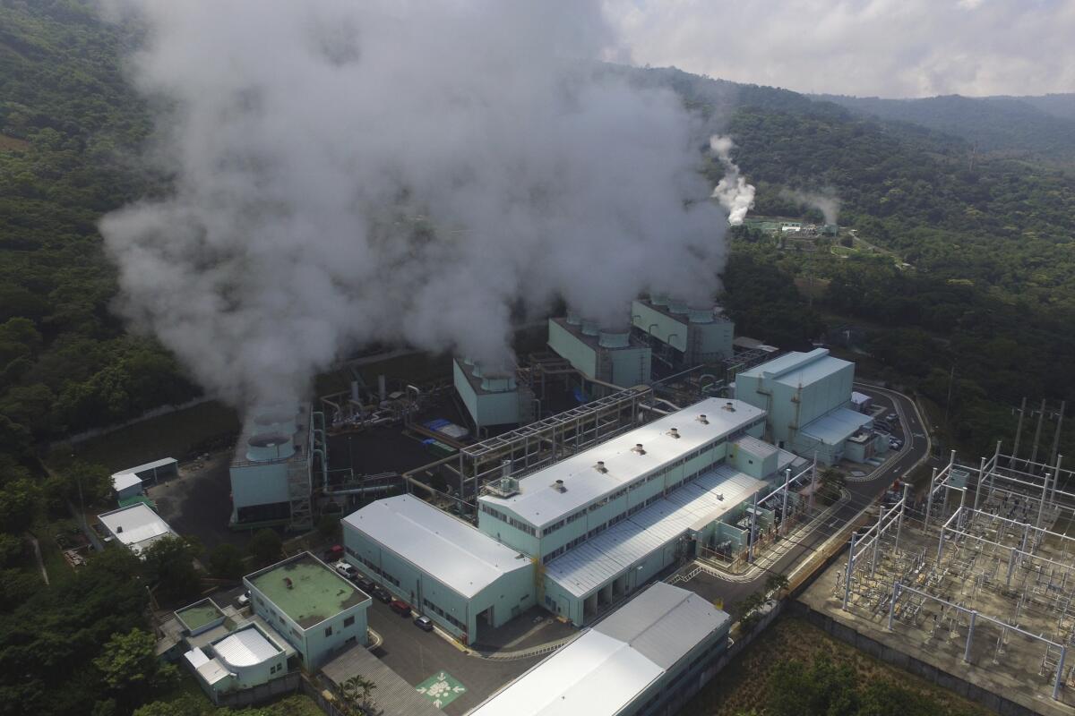 The La Geo Geothermal Power Plant in Berlin, El Salvador