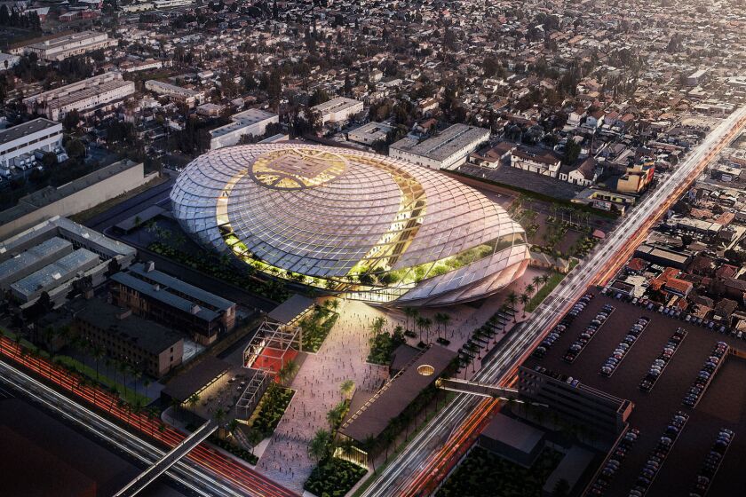 An aerial view rendering of the Clippers' proposed arena in Inglewood, Calif. (Los Angeles Clippers/TNS) ** OUTS - ELSENT, FPG, TCN - OUTS **