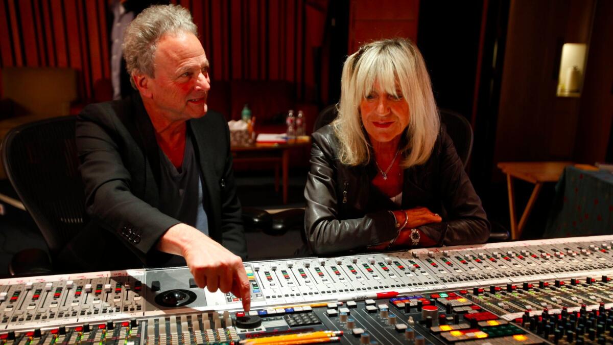 Buckingham and McVie in 2014 at West L.A.'s Village Studios.