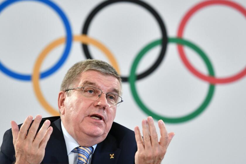 German International Olympic Committee (IOC) President Thomas Bach gives a press conference at the end of an IOC executive board meeting on July 20, 2018 in Lausanne. At a first-of-its-kind summit in Lausanne, eSports leaders will meet International Olympic Committee executives to explore how the enormous popularity of gaming can draw more young fans towards the Games. / AFP PHOTO / Fabrice COFFRINIFABRICE COFFRINI/AFP/Getty Images ** OUTS - ELSENT, FPG, CM - OUTS * NM, PH, VA if sourced by CT, LA or MoD **