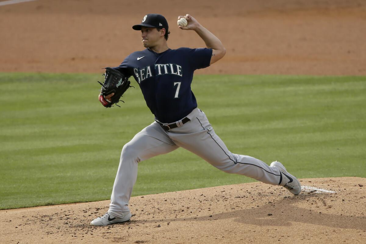 Seattle Mariners starting pitcher Marco Gonzalez will start against the Dodgers on Tuesday.