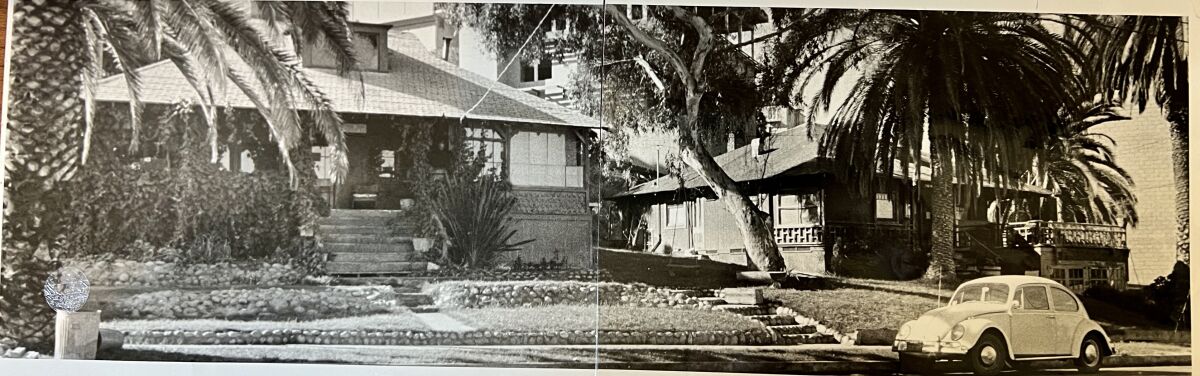 The Red Rest (left) and Red Roost cottages in La Jolla, pictured in 1974, have been unoccupied since 1977.