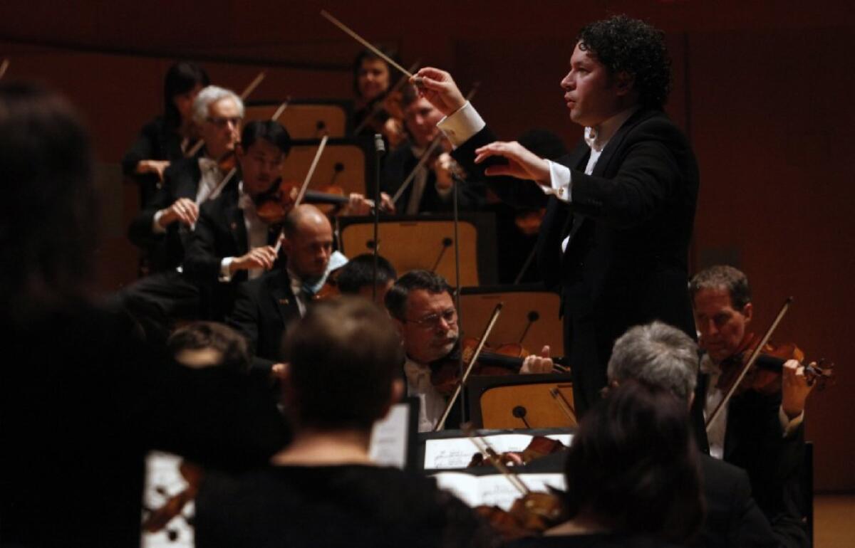 Gustavo Dudamel conducts the Los Angeles Philharmonic in February at Walt Disney Concert Hall.