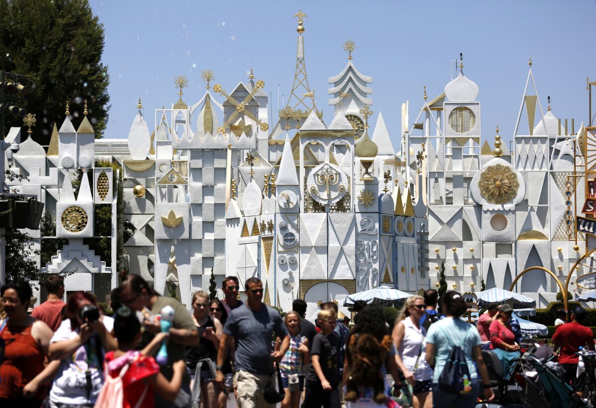 The Rolly Crump-designed facade for It's a Small World, as it looked in the summer of 2017.