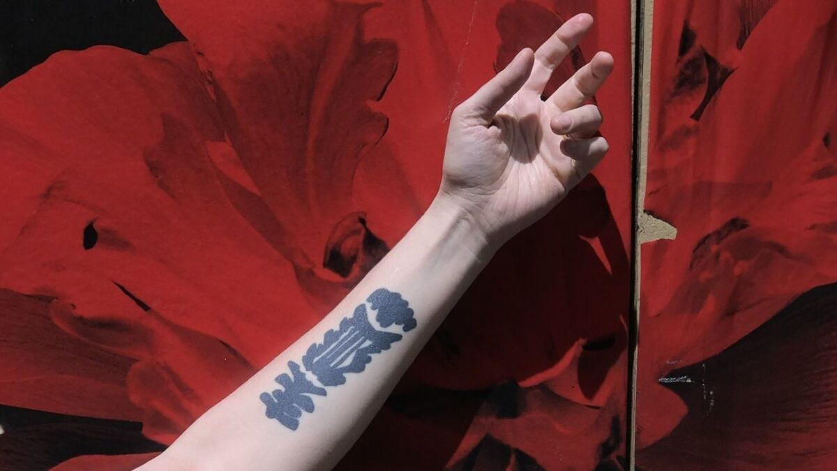 "Hadestown" director Rachel Chavkin has tattoos to commemorate, among other things, her theater project of the moment. This tattoo is based on Matisse's "The Lyre," a reference to Orpheus in her current musical.