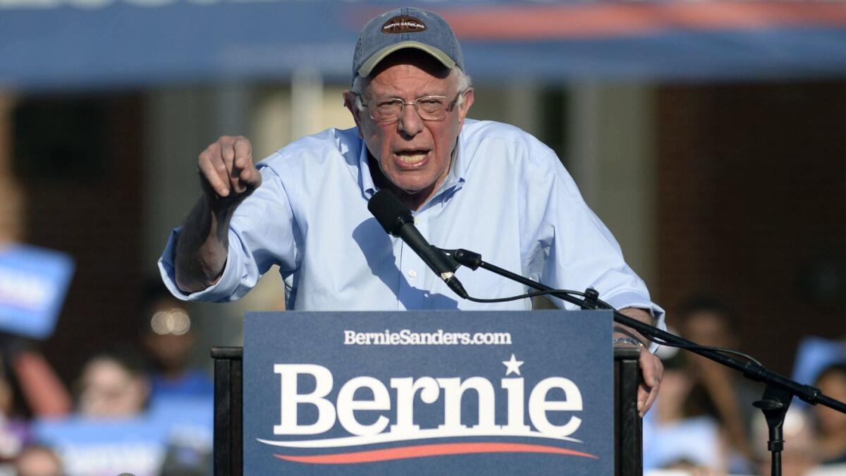 Sen. Bernie Sanders (I-Vt.) speaks at a rally in Charlotte, N.C. on Friday.