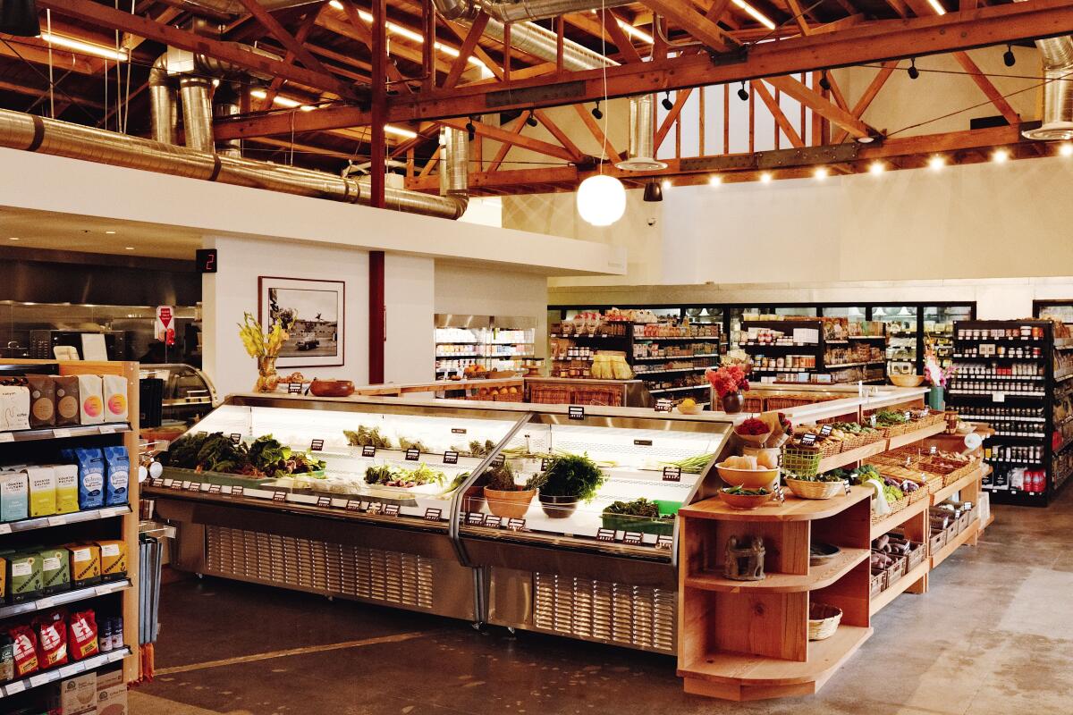 An interior of neighborhood market L.A. Grocery & Cafe in Melrose Hill