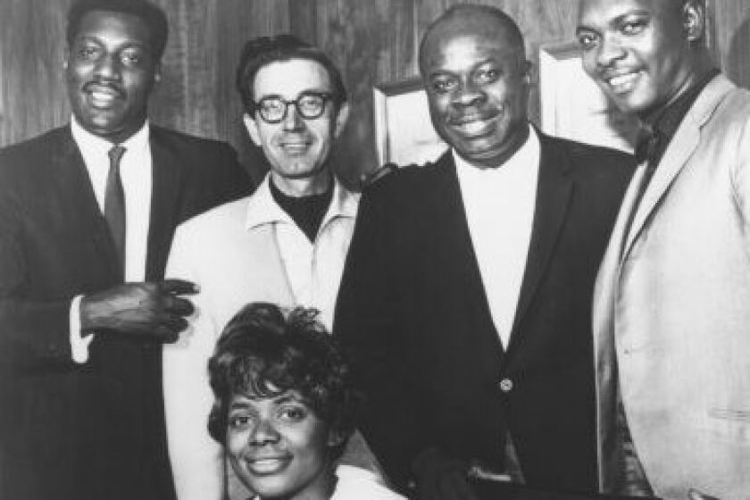 From left: Otis Redding, Jim Stewart, Rufus Thomas, Booker T. Jones and Carla Thomas in 1967.