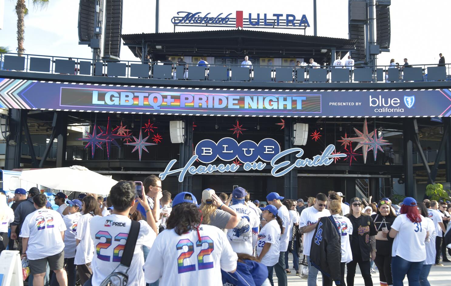 Dodgers' biggest Pride Night to date include variations on outfield signage