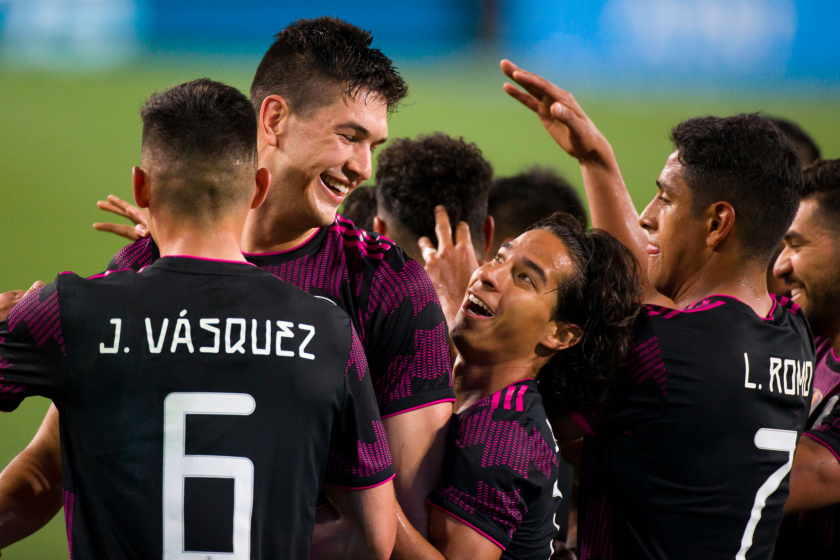 NASHVILLE, TN - JUNE 30: Cesar Montes Castro #3 of Mexico celebrates.