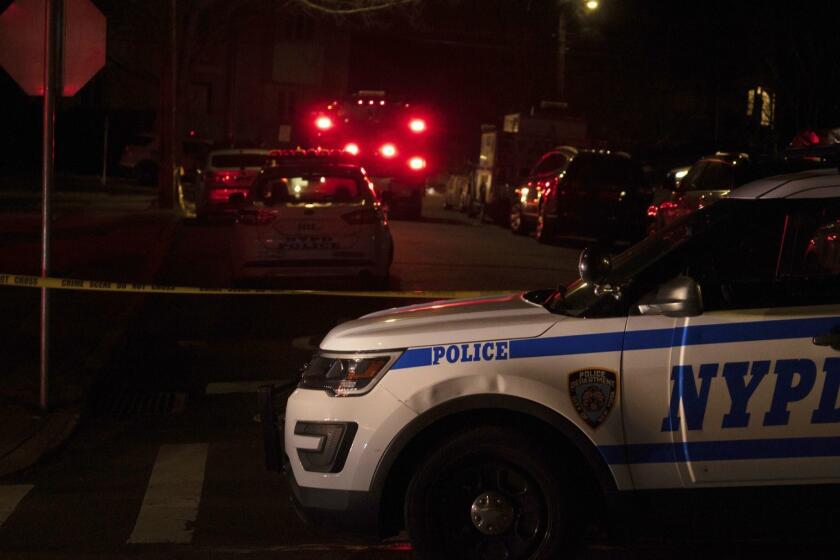 New York Police Department and New York City Fire Department units respond to a report of shots fired Wednesday, March 13, 2019, in the Todt Hill section of the Staten Island borough of New York. A man said by federal prosecutors to have been a top leader of New York's notorious Gambino crime family was shot and killed Wednesday on Staten Island. Francesco "Franky Boy" Cali, 53, was found with multiple gunshot wounds to his body at his home just after 9 p.m. (Joseph Ostapiuk/Staten Island Advance via AP)