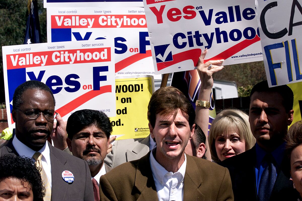 Jeff Brain, President of Valley VOTE speaks during a press conference.