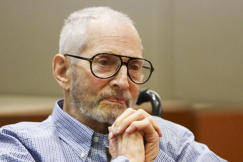 LOS ANGELES, CA, JANUARY 6, 2017: New York real estate scion Robert Durst listens to the proceedings during an apearance in the Los Angeles Superior Court Airport Branch for a pre-trial motions hearing involving witnesses that are expected to testify before the trial January 6, 2017(Mark Boster / Los Angeles Times ).