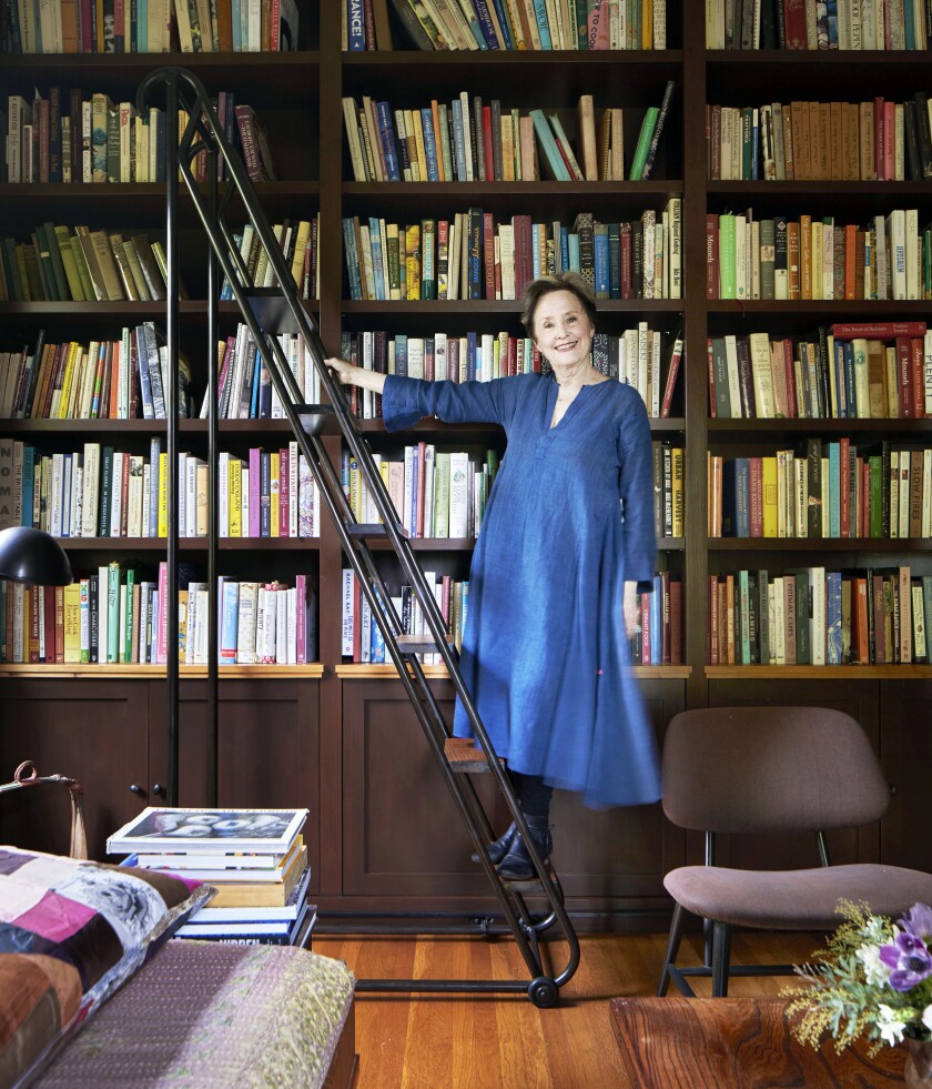 Alice Waters, a chef, author and food activist, stocks hundreds of books in her home library in Berkeley.