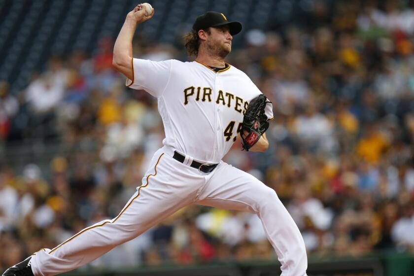 Pittsburgh Pirates pitcher Gerrit Cole pitches in the first inning against the St. Louis Cardinals on Friday.