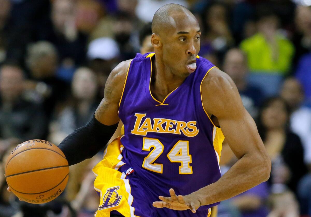 Lakers guard Kobe Bryant drives the ball during the team's 96-80 loss to the New Orleans Pelicans on Wednesday.