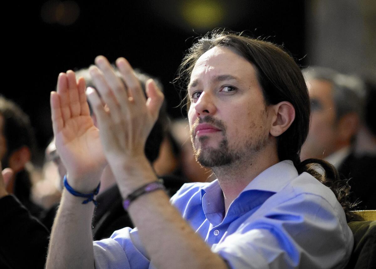 Leader of Spain's Podemos party, Pablo Iglesias, in Madrid.