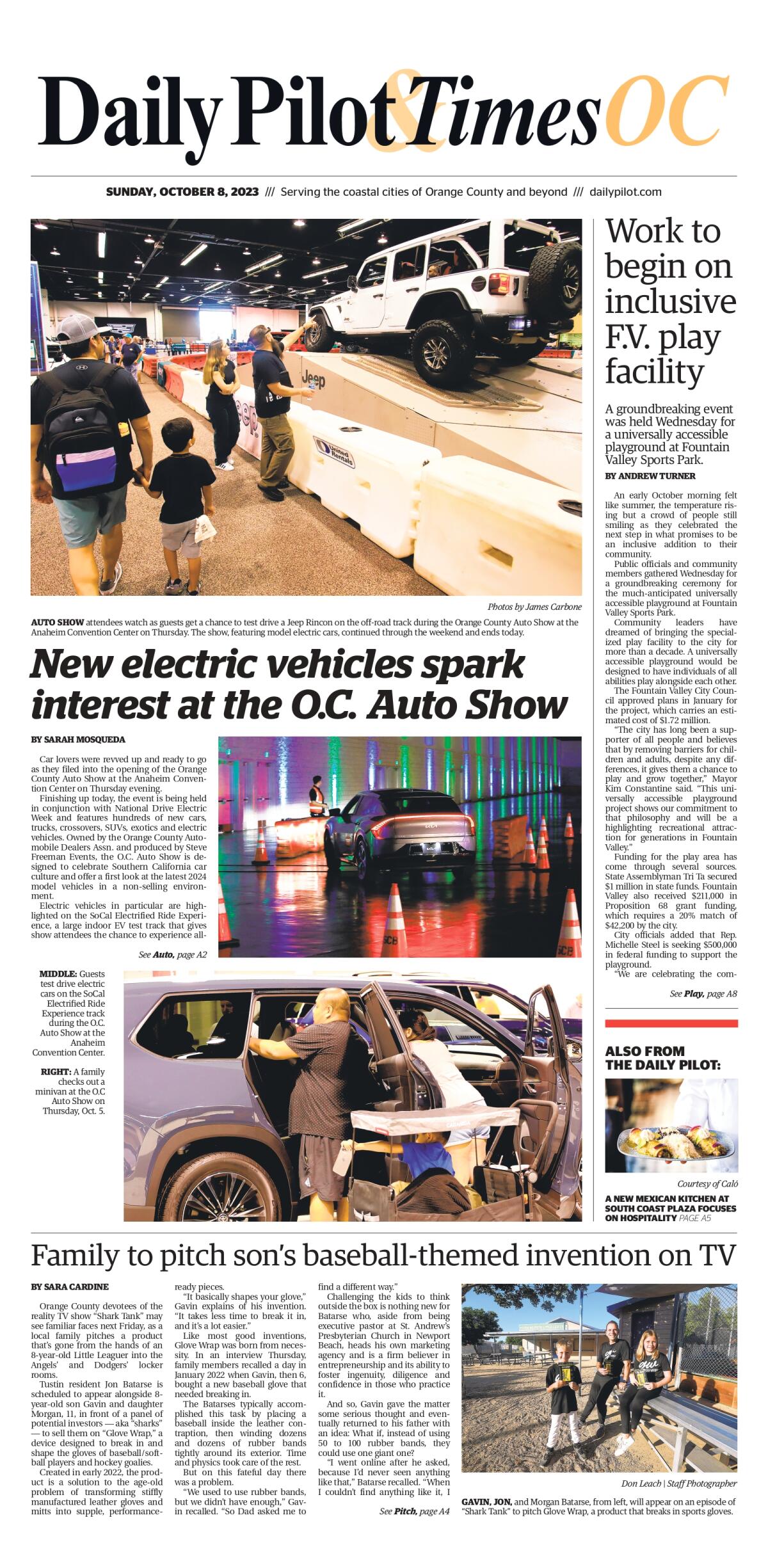 Front page of the Daily Pilot & TimesOC e-newspaper for Sunday, Oct. 8, 2023.