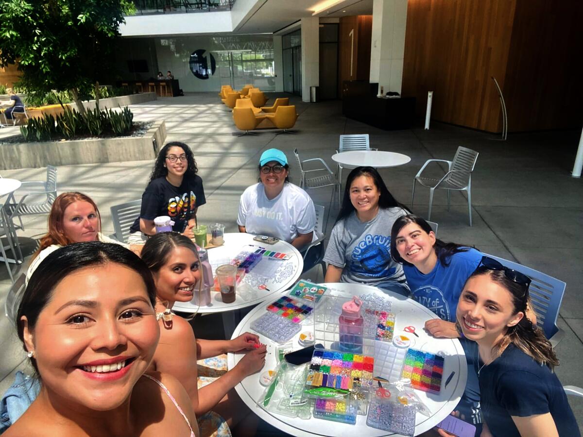 Angie Arreotua held a friendship bracelet making party in Culver City this weekend in preparation for the Eras Tour in L.A.