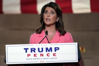 Nikki Haley speaks during the Republican National Convention in Washington on Monday.