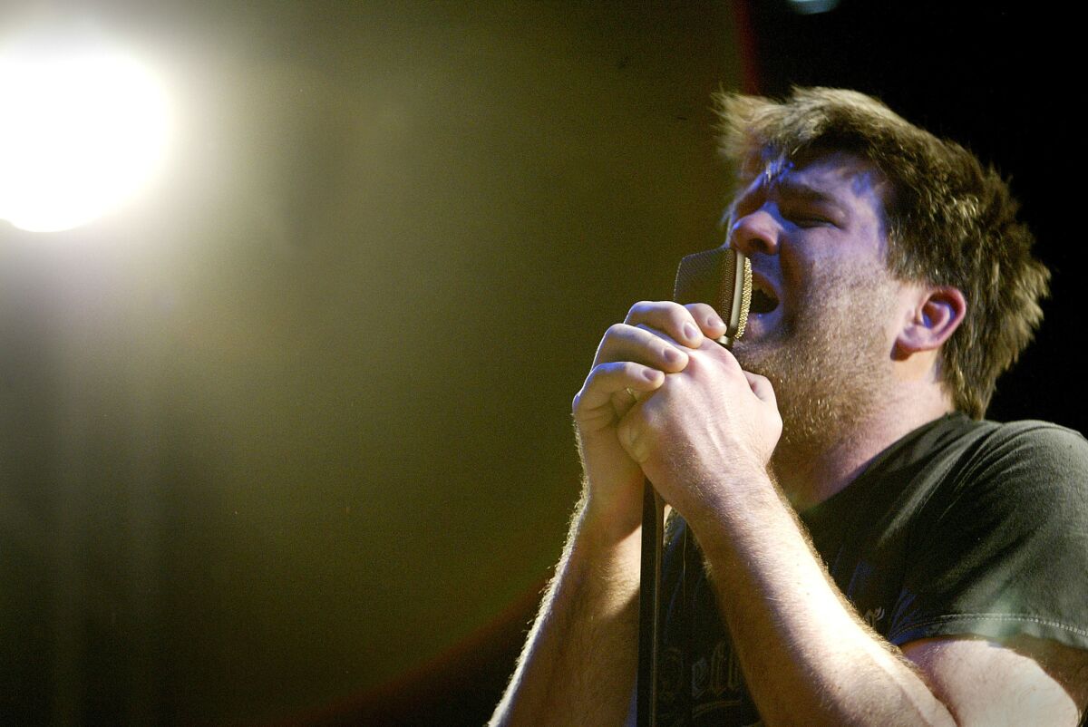 James Murphy of LCD Soundsystem performs on stage at the El Rey Theatre in Los Angeles in 2005.
