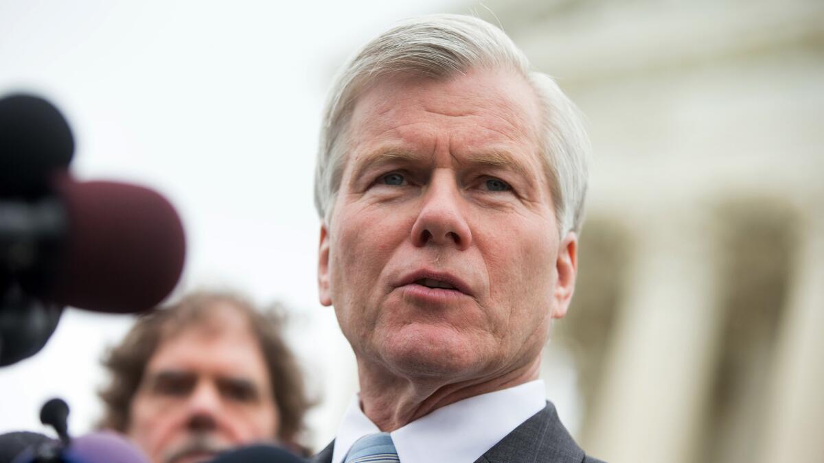 Former Virginia Gov. Bob McDonnell speaks outside the Supreme Court in Washington on Monday.