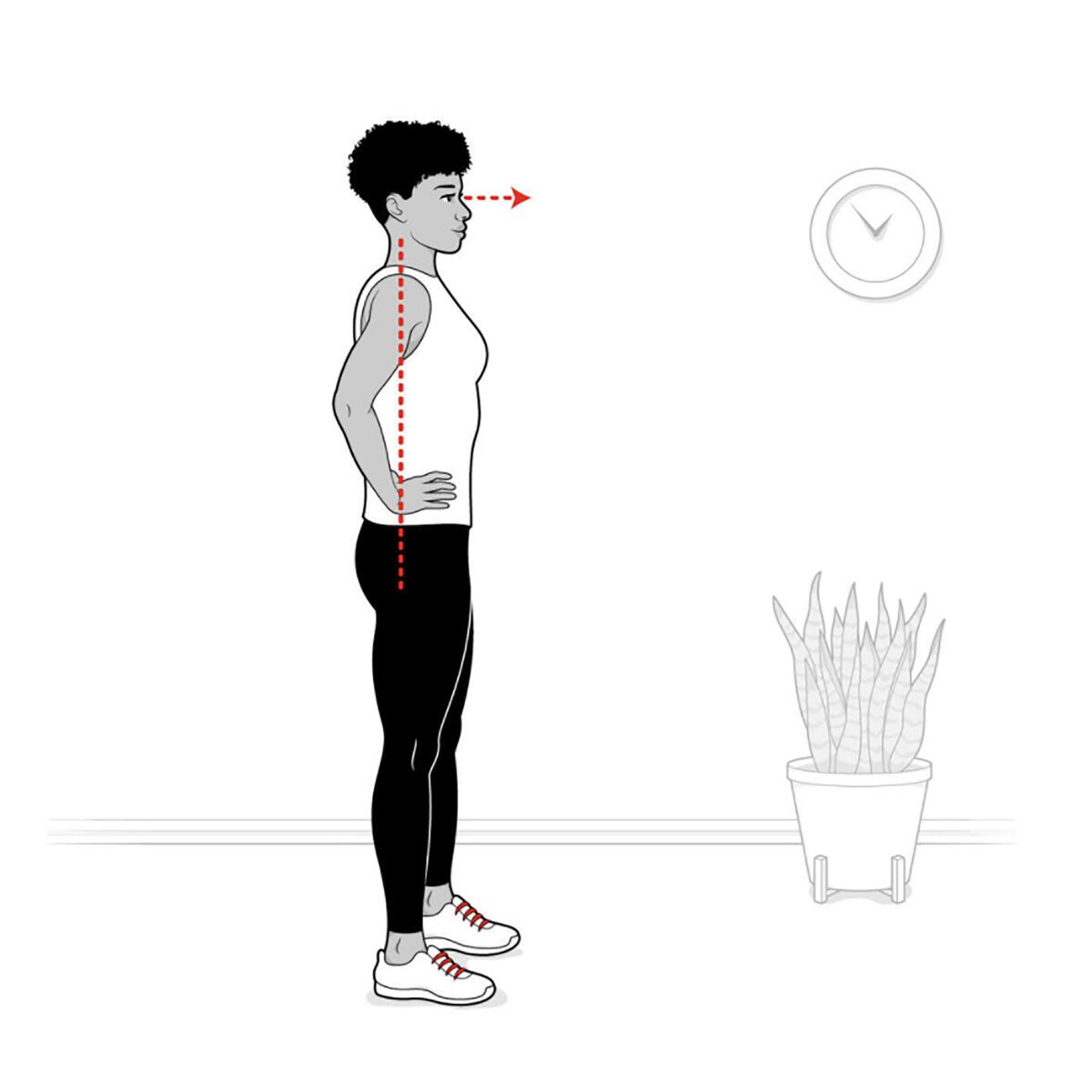Step 2: Keep your head and spine aligned, chest up, gazing straight ahead. Do not round your back.