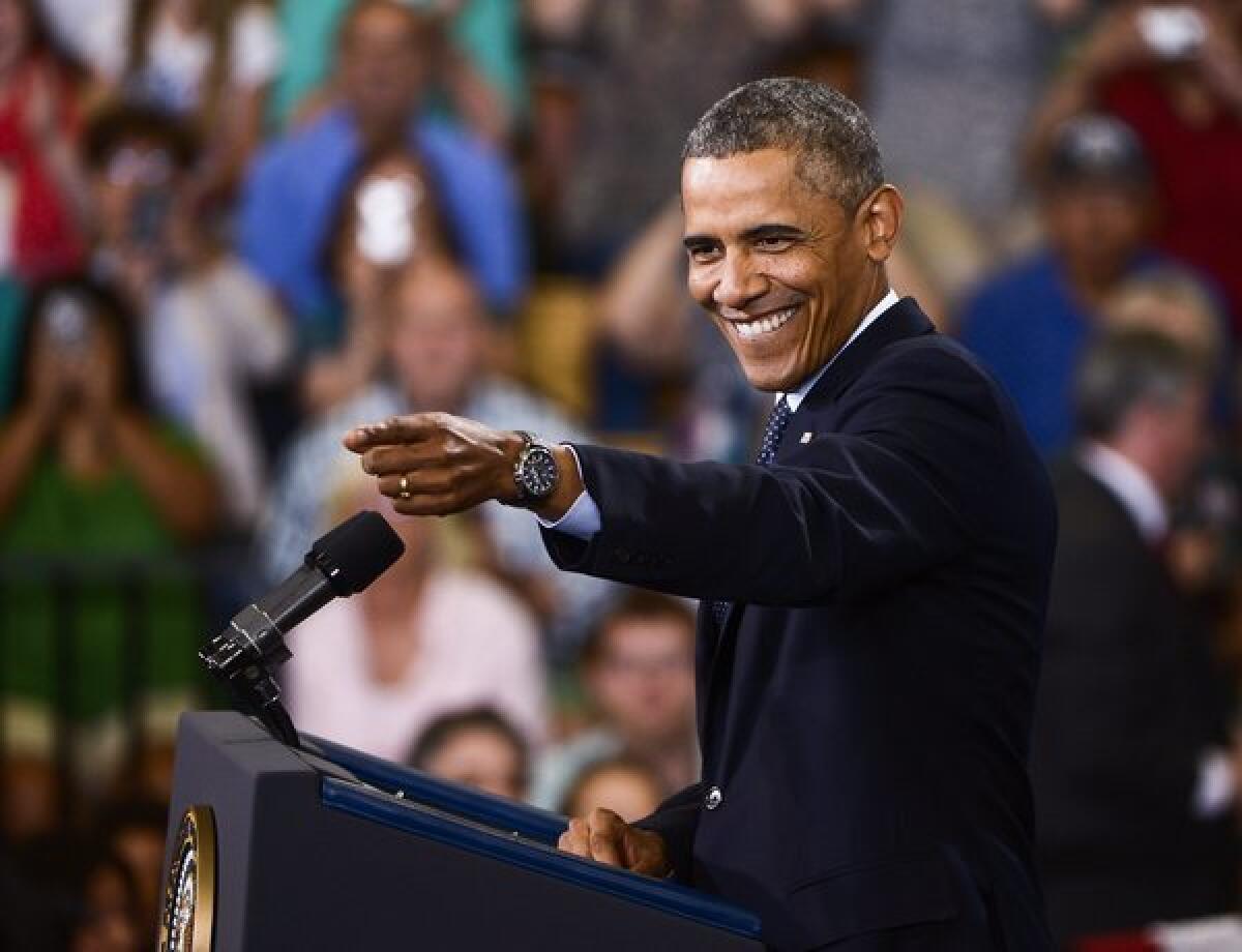 President Obama delivers a speech on the economy and healthcare at Knox College in Galesburg, Ill.