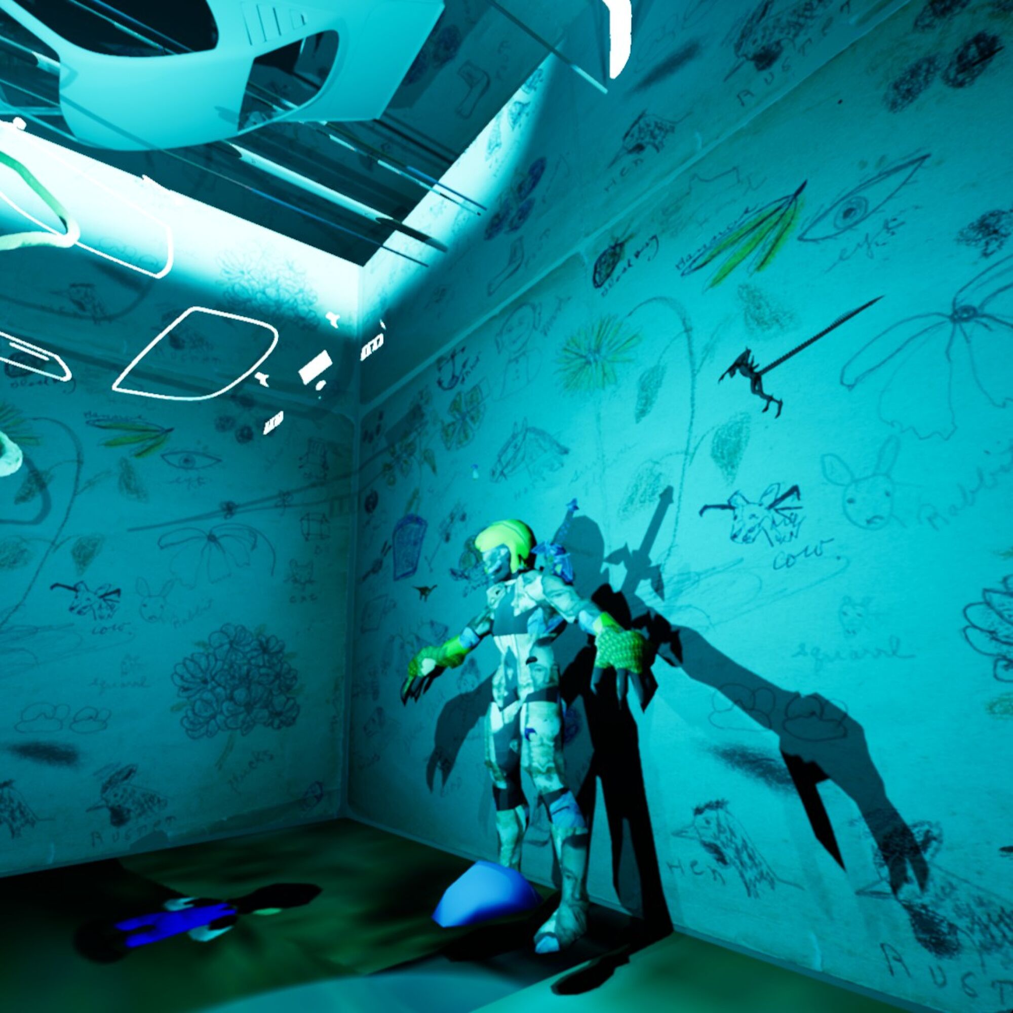 A still from Keith Tolch's VR artwork, "Glass Bottom Brain"