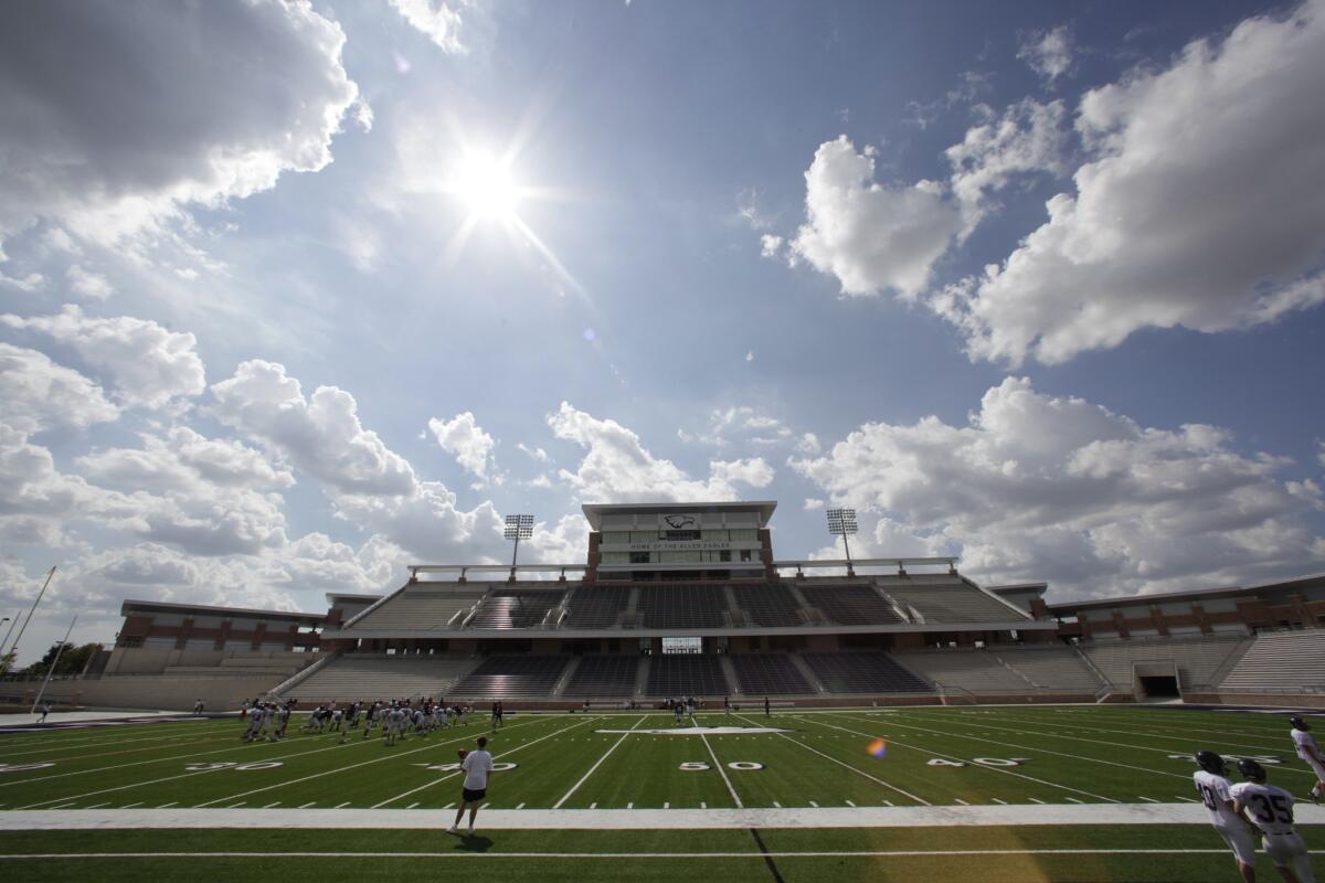 The $60-million Eagle Stadium in Allen, Texas, is closed for repairs. Above, the stadium in 2012.