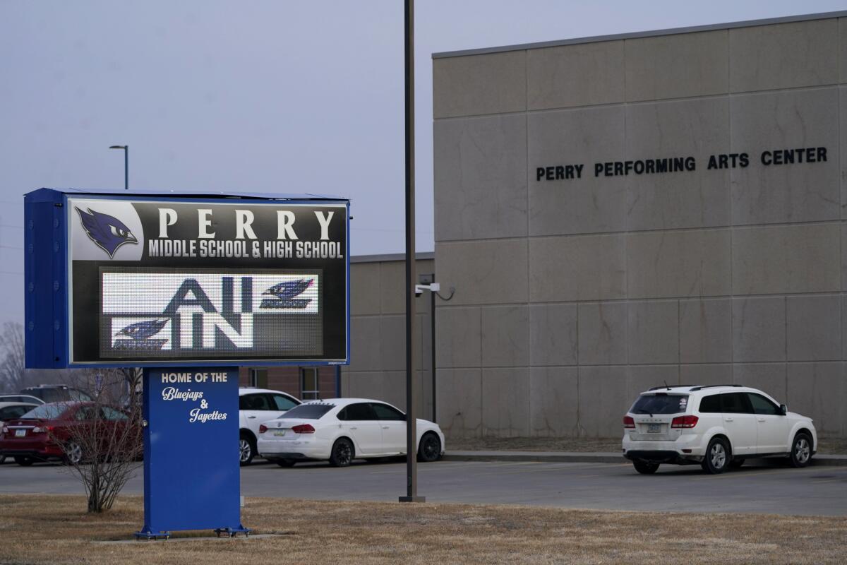 An exterior view of Perry High School.
