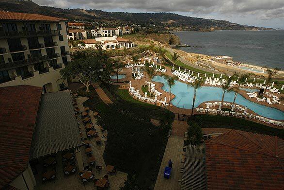 A view from 7th floor shows the three pools at the Terranea Resort, a $480-million hotel and spa just completed on the former site of Marineland of the Pacific. The only only one of its kind in Los Angeles County, the resort will compete with the most luxurious coastal resorts in South Orange County.
