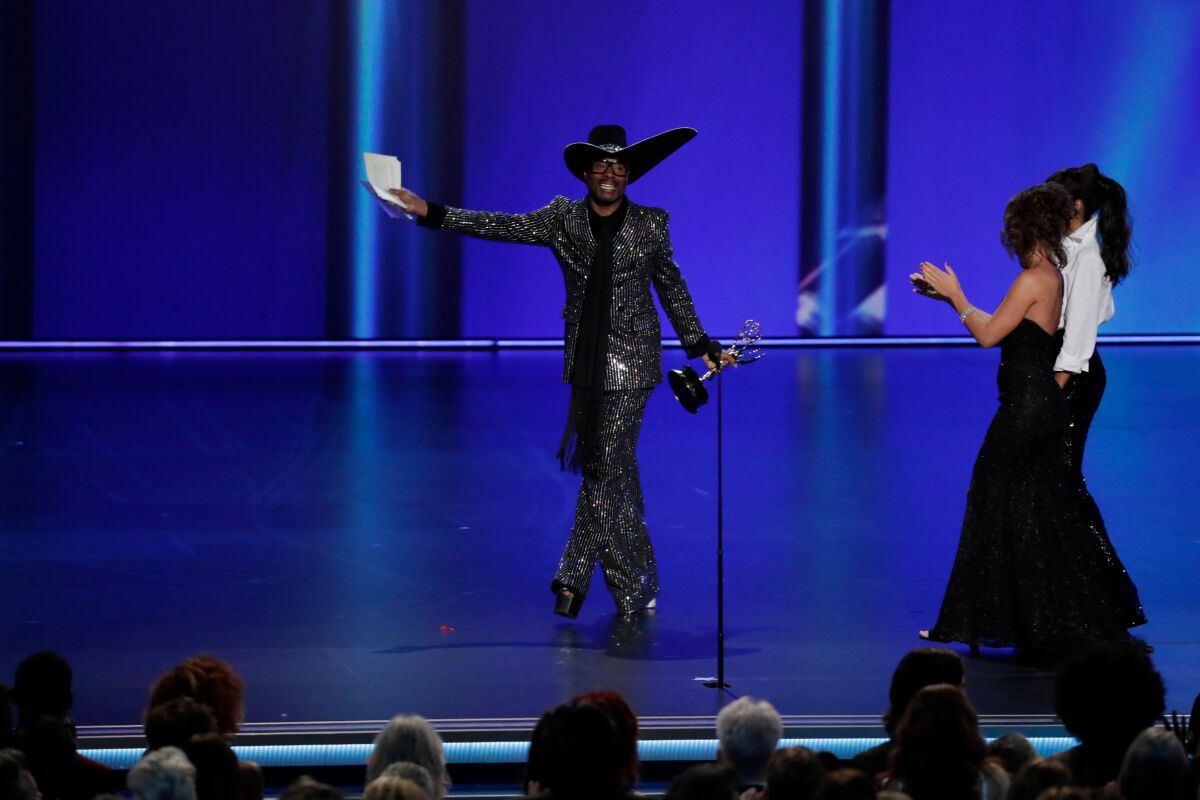 Billy Porter from "Pose" accepts the Emmy for lead actor in a drama series.