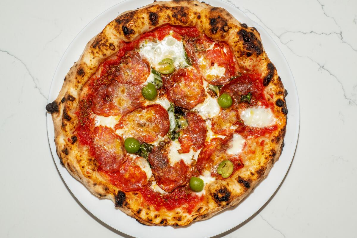 LOS ANGELES, CA - AUGUST 30: Diavola Pizza from Pizzeria Sei on Tuesday, Aug. 30, 2022 in Los Angeles, CA. (Mariah Tauger / Los Angeles Times)