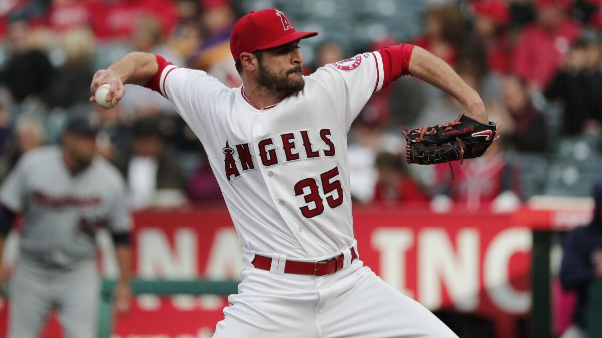 Angels pitcher Nick Tropeano delivers during a game against the Minnesota Twins on May 12, 2018.
