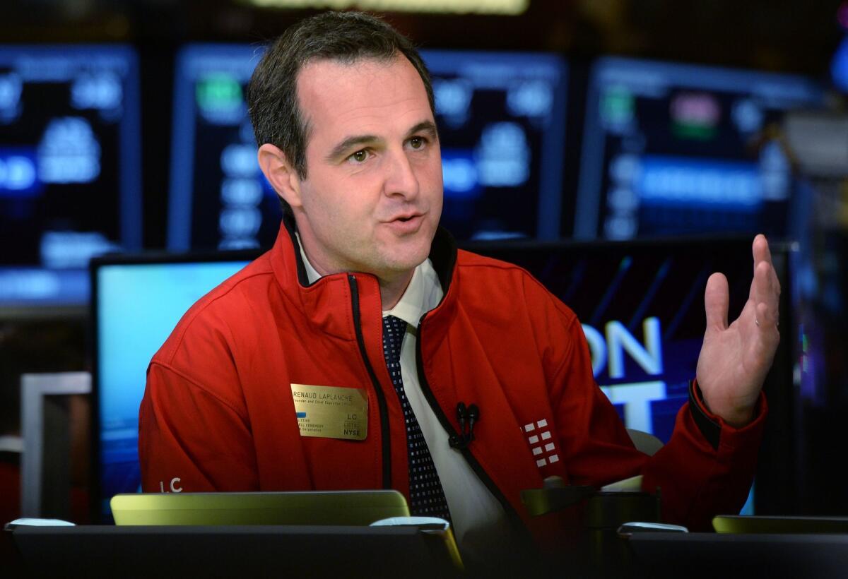 Former Lending Club CEO Renaud Laplanche is interviewed Dec. 11, 2014, after his company's initial public offering on the New York Stock Exchange.