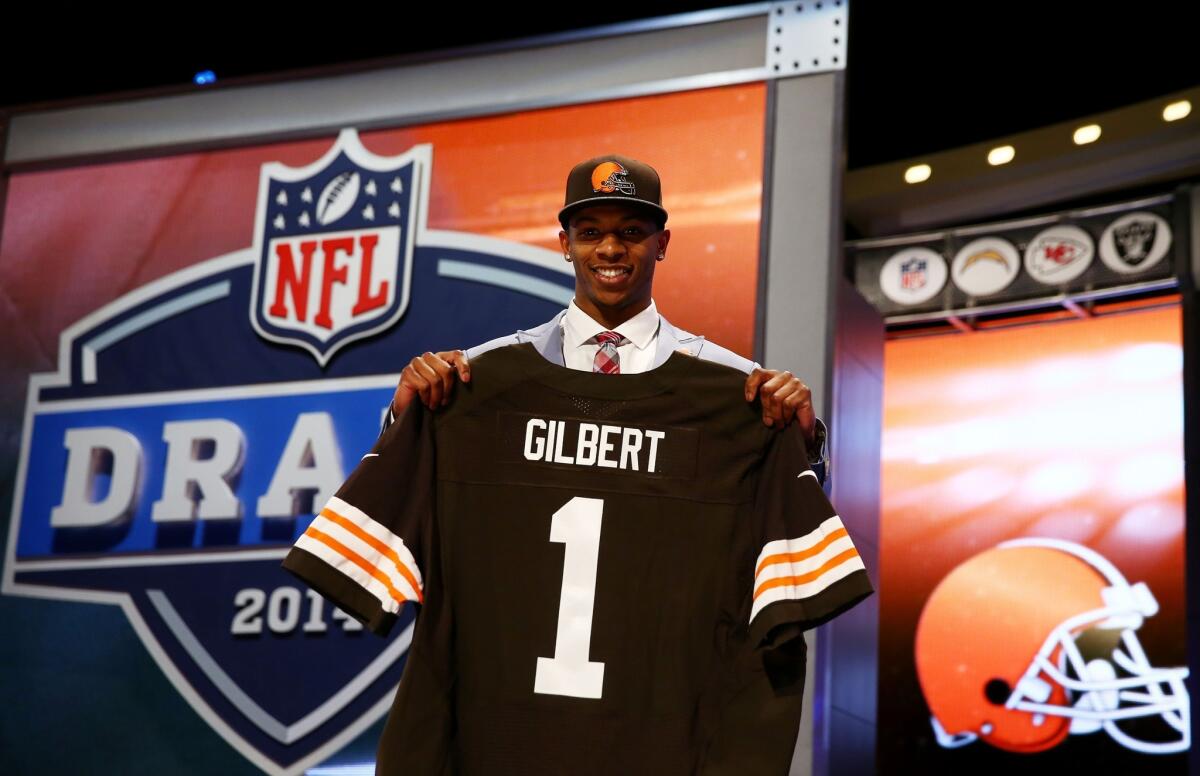 Oklahoma State's Justin Gilbert was taken eighth overall by the Cleveland Browns during Thursday's first round of the NFL draft.