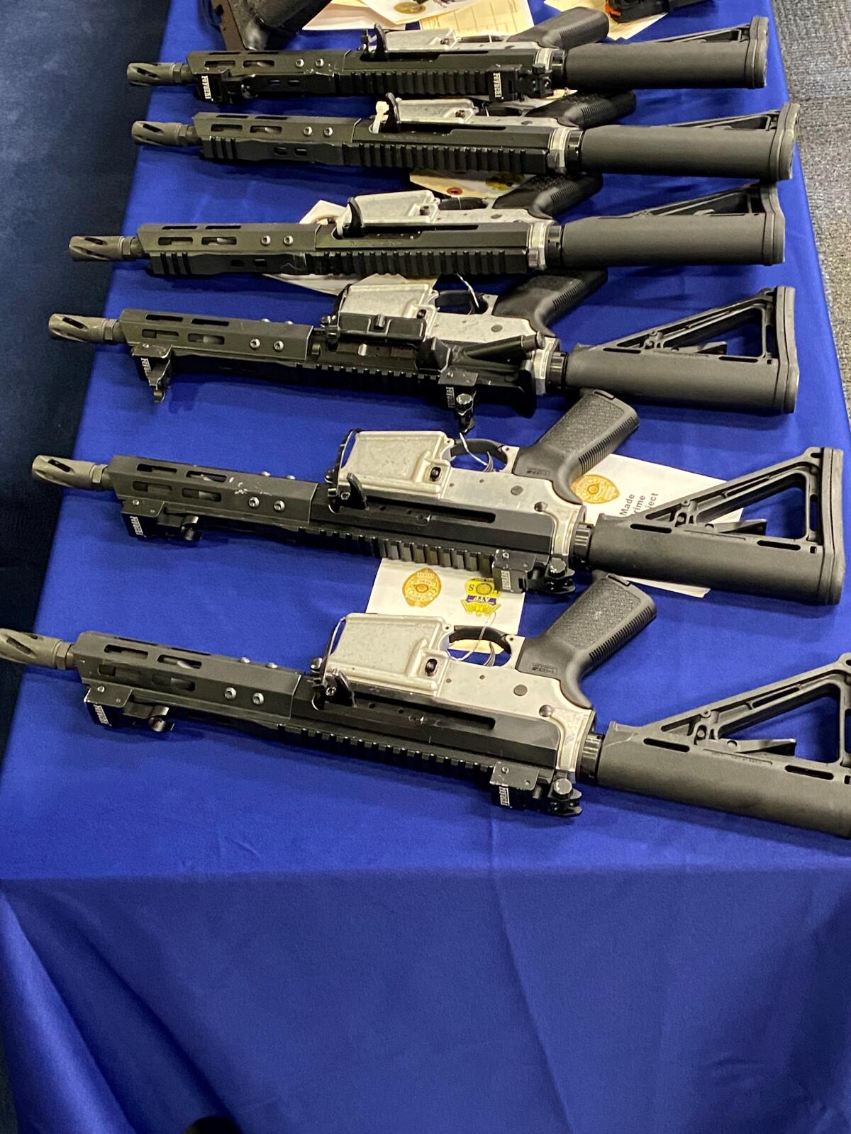 Short-barreled rifles were among the weapons displayed Wednesday during an ATF news conference about ghost guns