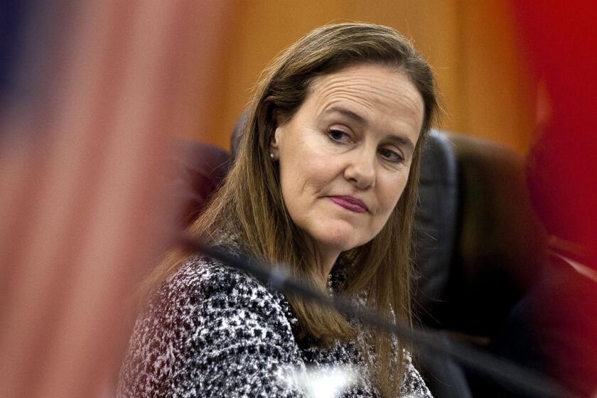 Former U.S. Defense Undersecretary Michele Flournoy, shown in 2011, reportedly has taken herself out of consideration for the Pentagon's top job.